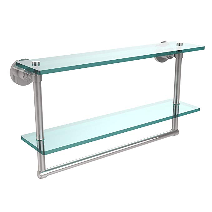 Allied Brass WS-2TB/22-PC 22 by 5-Inch Glass Shelf with Towel Bar