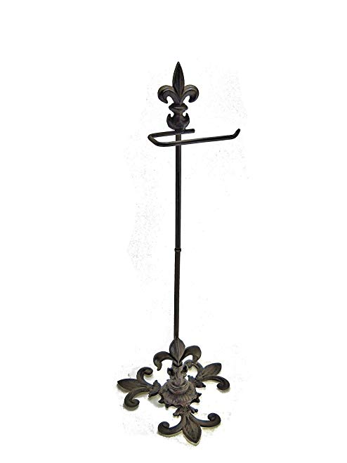 Standing Fleur De Lys Cast Iron Toilet Paper Holder Portable