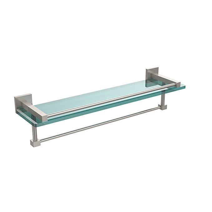 Allld|#Allied Brass MT-1-22TB-GAL-SN Montero Collection 22 Inch Gallery Glass Shelf with Towel Bar,