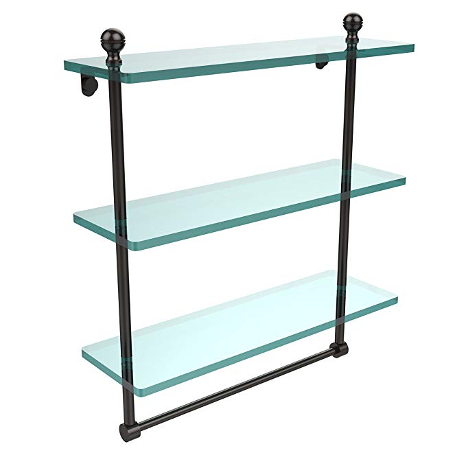 Allied Brass MA-5/16TB-ORB 16 x 5 Triple Glass Shelf with TB Oil Rubbed Bronze